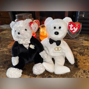 💍 Ty Beanie Baby “Groom & Mr.” Wedding Bear Couple Plush Collectible